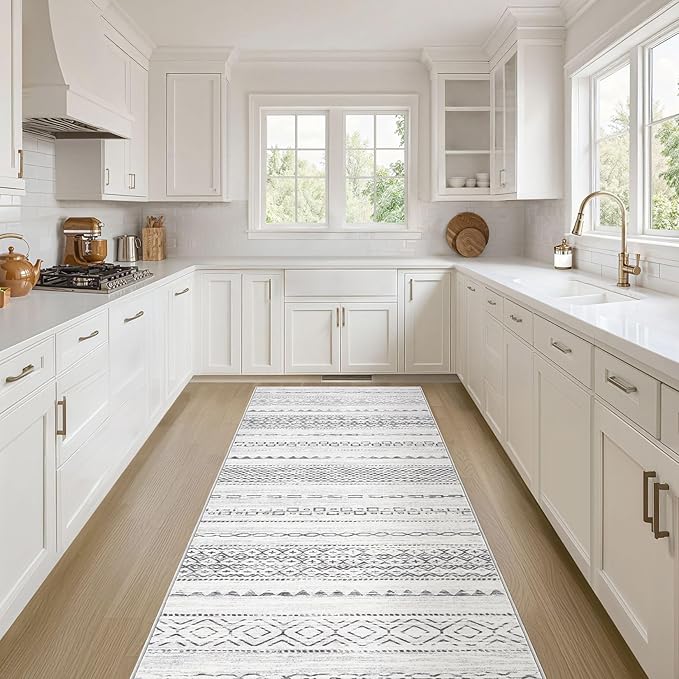 Nakagishi Boho 2x6 Runner Rug Machine Washable Rugs Non Slip Gray | Soft by NakagishiAreaRug