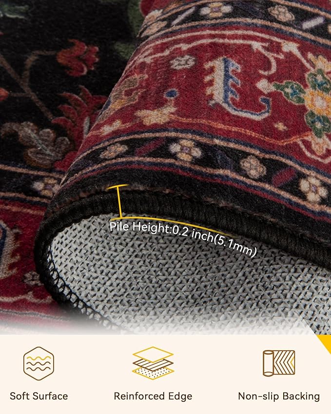 RELEANY Washable Area Rug, Square 7'x7', Water Repellent, Pet Friendly - Image 2