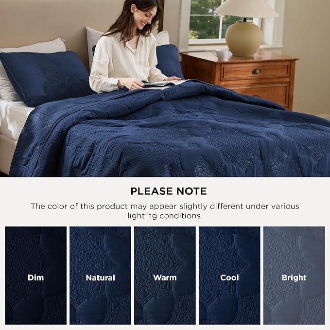 Bedsure King Size Quilt Bedspread, Thin Comforter, Modern Floral Pattern - Image 6