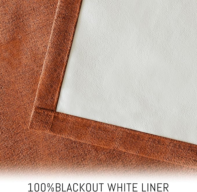 Yakamok Burnt Orange Linen Textured Curtains 96 Inches Long - Image 3