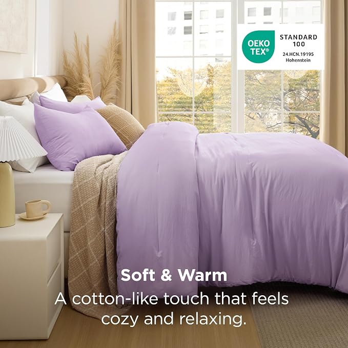 Bedsure King Comforter Set, Lavendar Soft Prewashed Bedding - Image 3