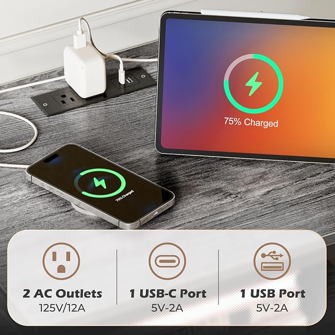 SUPERJARE Nightstand with Charging Station, USB-C Port, Bedside Table | 27.7 - Image 4