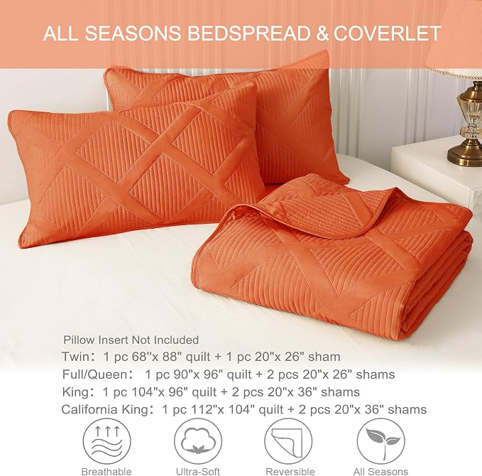 Exclusivo Mezcla Twin Size Quilt Set, Burnt Orange | Soft Bedspreads - Image 6