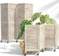 Amsleekey 4 Panel Wood Room Divider, Lockable Wheels, Freestanding Wall Divider by Amsleekey
