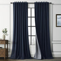 Navy Blue 100% Room Darkening Linen Curtains by Guken
