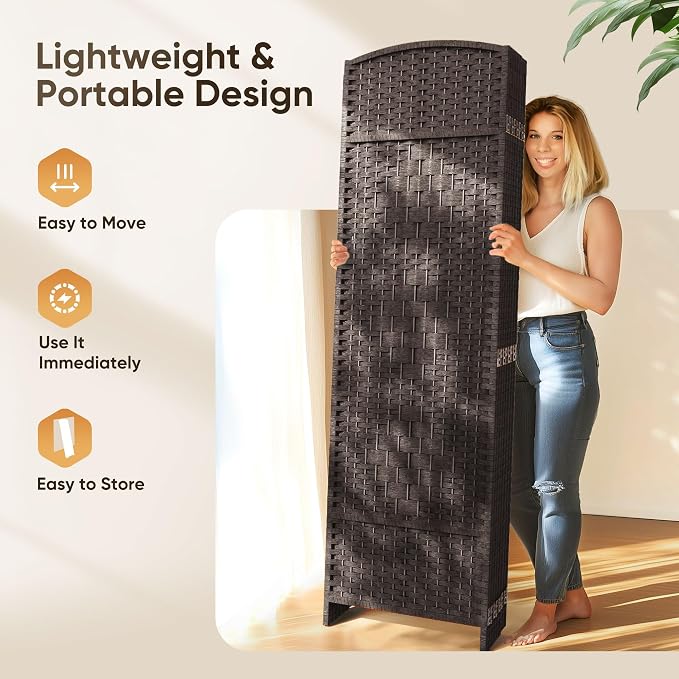 8 Panel Room Divider, Privacy Screen & Room Separation, Extra Wide | Paper - Image 5