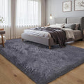 6x9 Thick Grey Shag Rug for Bedroom, Soft Plush Fluffy Carpet | Gray Area Rug by KICHOWUA