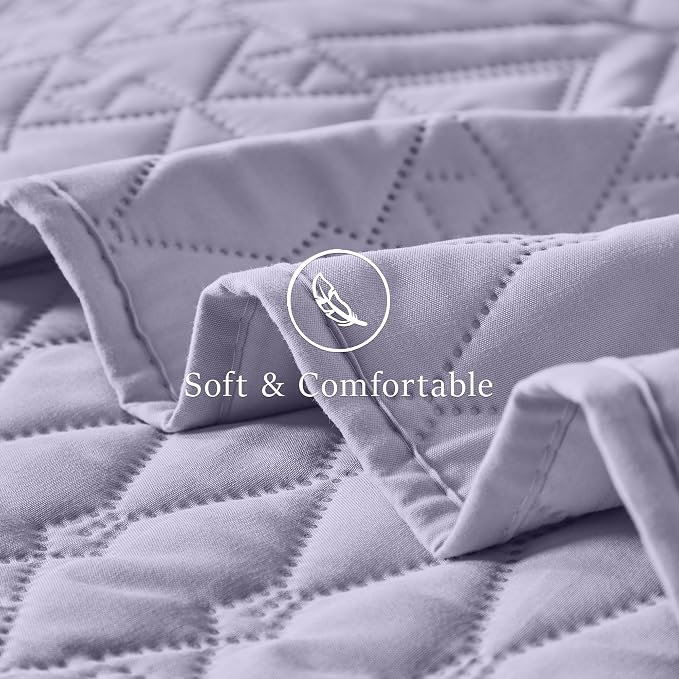 akkialla Full/Queen Size Quilt Bedding Set, Lavender Lightweight Microfiber - Image 6
