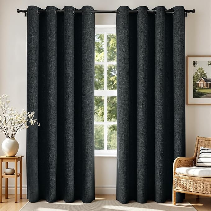 Joydeco Blackout Curtains 63 Inches Long 2 Panels Burg, Room Darkening Curtains by JOYDECO