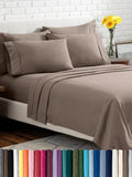 Bare Home Hotel Luxury King Sheet Set, Extra Soft - 6 Piece Set - Deep Pockets - Easy Fit - Cooling & Breathable - Wrinkle, Fade, Stain Resistant - Includes 4 Pillowcases (King, Taupe)