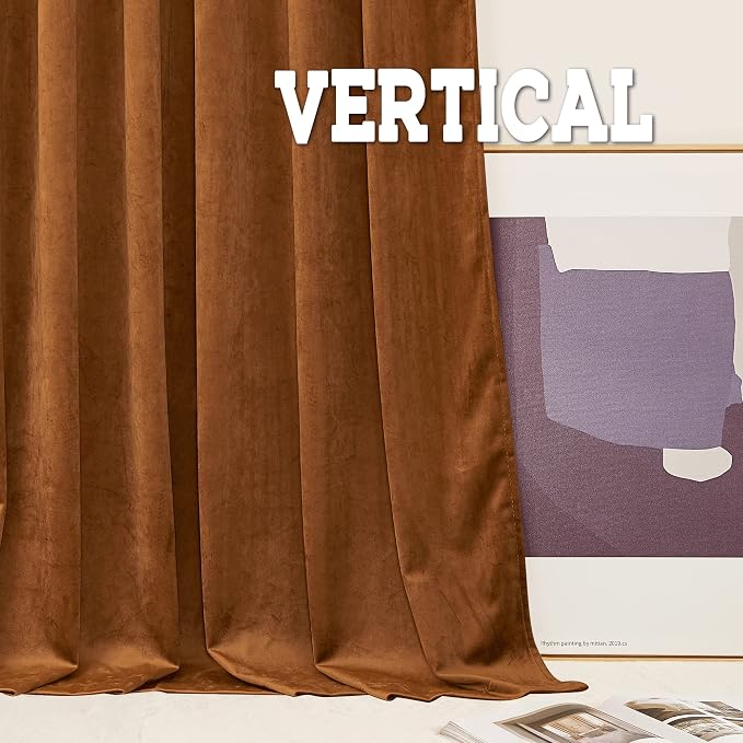 RYB HOME Velvet Curtains 120 inches Long, Extra Long High Ceiling Curtains | - Image 5