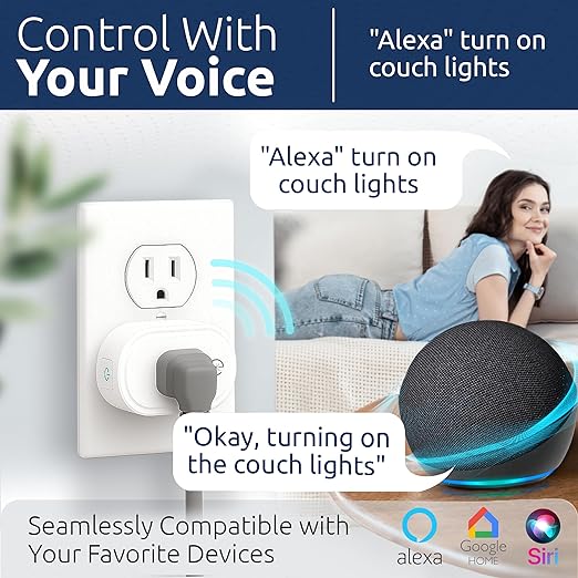 eKyro Smart Plug Energy Monitor | Compatible with Alexa, Google Home Assistant, iPhone, Siri, Android, Power Tracking 15A 1800W, No Hub Required Energy Monitoring Outlet (Energy Monitoring, 1)