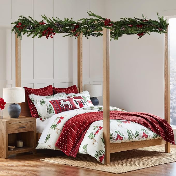 Levtex Home - Cross Stitch Velvet Red Quilt Set - King Quilt + Two King Pillow - Image 2