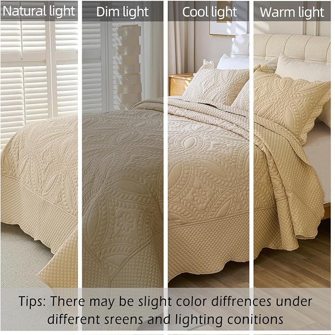 Cmfshape Oversize King Bedspread 120"x120", 3 Piece California King Quilt - Image 3