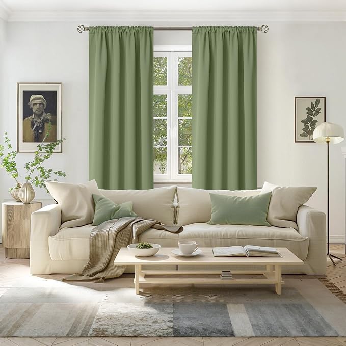 BGment Olive Green Blackout Curtains 72 Inches Length - Image 2