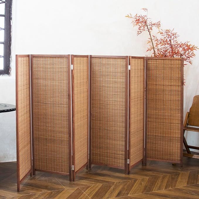 6 Panel Short Room Divider Screen, Small Bamboo Panel Divider - Image 5