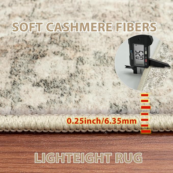 4x6 Area Rugs for Living Room Washable Bedroom Dining Room Beige Brown | Modern - Image 6