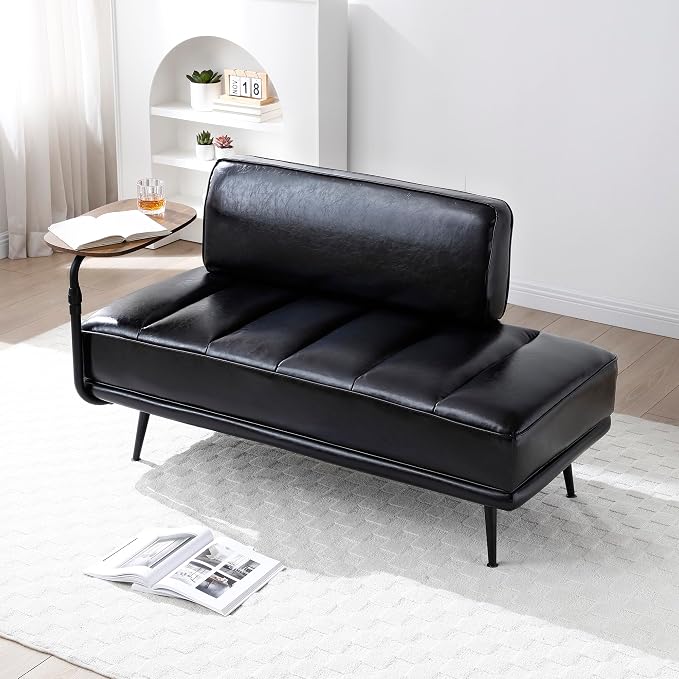 Leather loveseat Sofa, Modern Faux Leather Bedroom Bench - Image 6