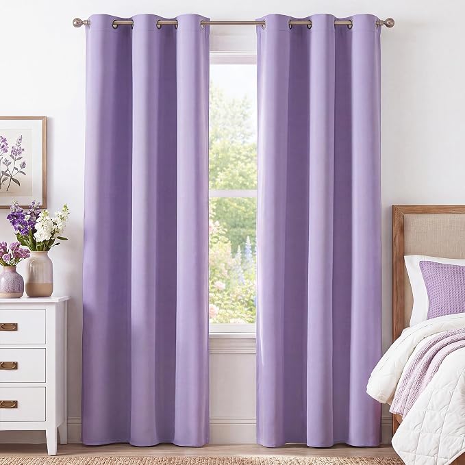 NICETOWN Lavender Purple 84 Inches Long 2 Panels Room Darkening Curtains by NICETOWN