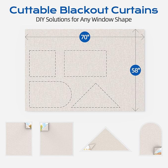 Linen Blackout Curtains for Bedroom, Temporary Blackout Shades - Image 4