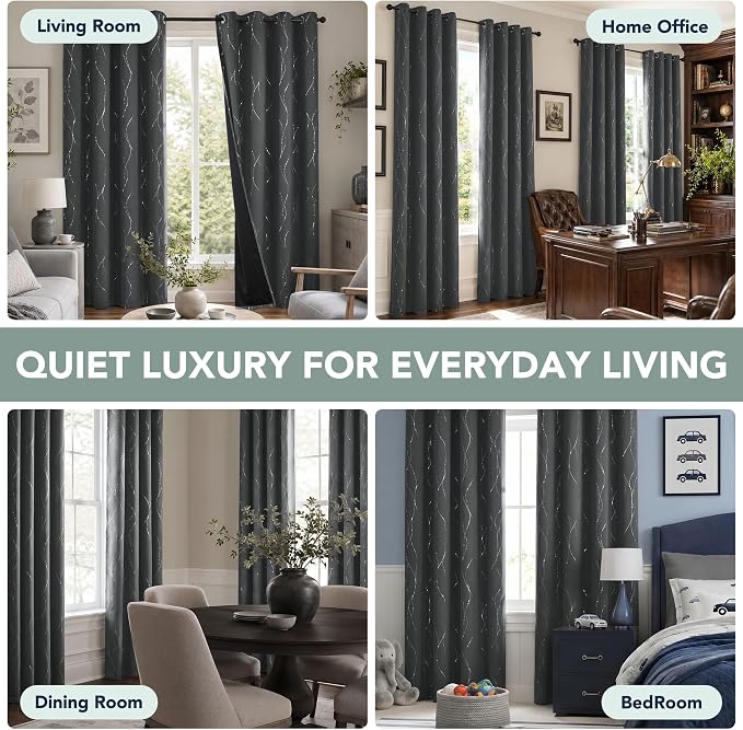 Deconovo 100% Blackout Living Room Curtains 84 Inches Long, Thermal Insulated - Image 6
