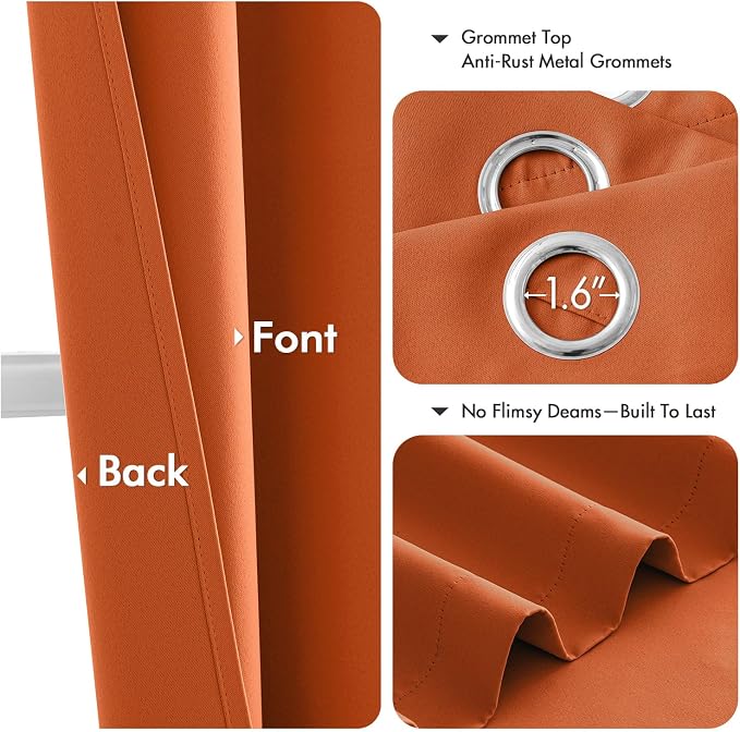 MIULEE Fall Blackout Curtains for Bedroom 2 Panels 40 x 90 Inch Long Orange | - Image 4