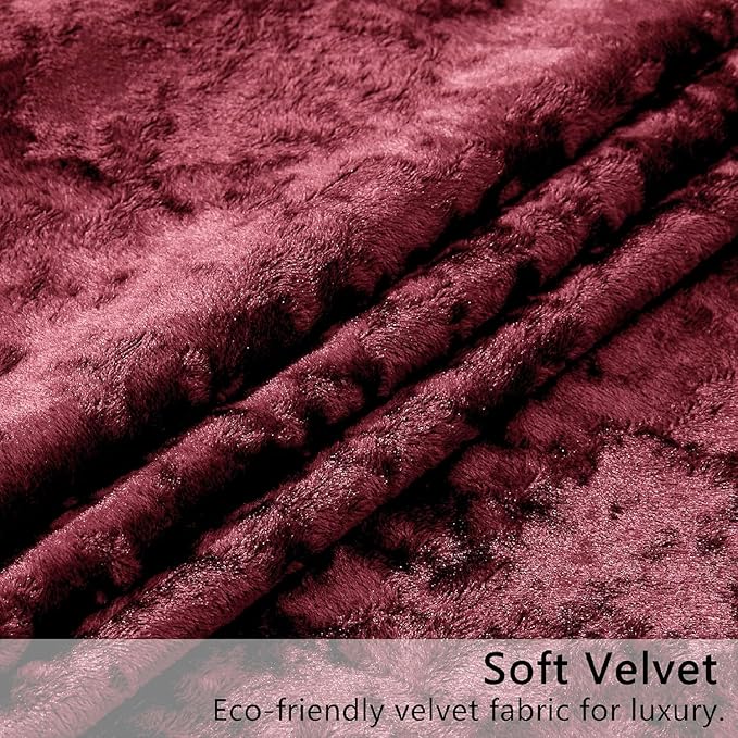 SMILETIME Burgundy Red Crushed Velvet Curtains 52x96 inch Luxurious Thermal Insulated Soundproof Drapes for Living Room Bedroom Office Soft and Durable Light-Filtering Window Treatments, 2 Panels