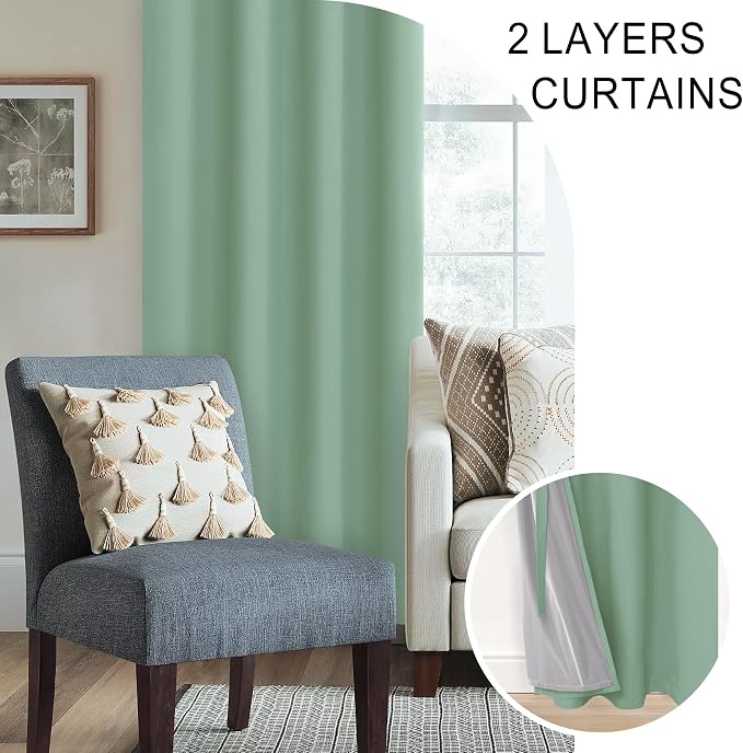 XWZO 100% Blackout Curtain 84 Inches Length 2 Panels Set - Image 5