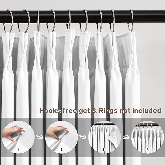 Pleated White Curtains 72 Inches Long - Image 2