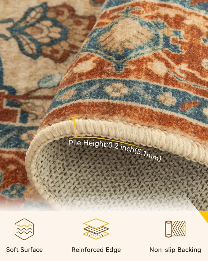 RELEANY Washable Area Rug, Runner 2'x6', Water Repellent, Pet Friendly - Image 4