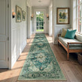 Area Rugs 2'6''x14' Washable Non-Slip, Floral Vintage Distress Print Pattern Medallion Carpet for Living Room Bedroom Dining Room, Dark Blue Vintage