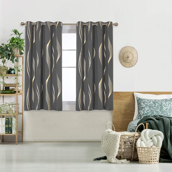 Deconovo Curtains for Living Room, Pattern Blackout Curtains 45 Inches Long | - Image 2