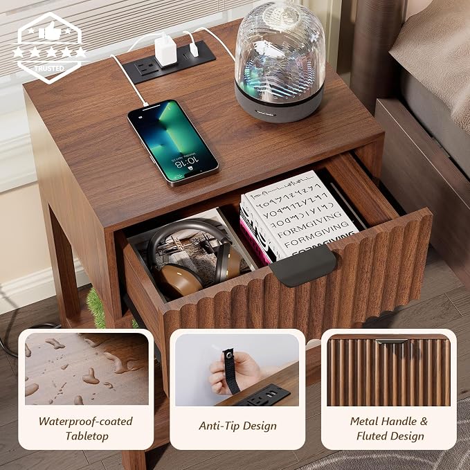 Nasonet Night Stand Set 2, Fluted Nightstand - Image 6