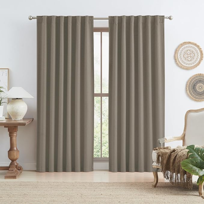 Farmhouse Taupe Curtains 90 Inch Length by KEQIAOSUOCAI