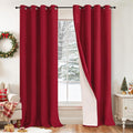Red Linen Blackout Curtains for Bedroom by Lajode