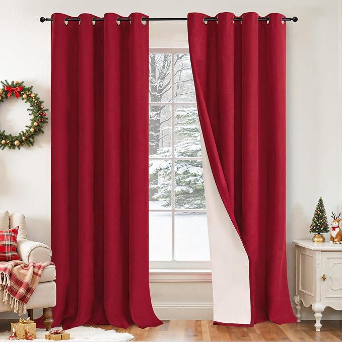 95 Inch Extra Long Red Blackout Curtains by Lajode