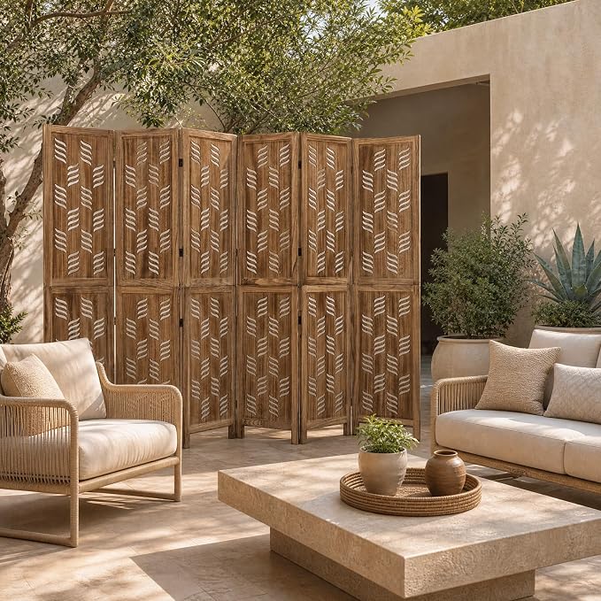 GIANTEX 6 Panel Folding Room Divider, Wood Privacy Screen - Image 9