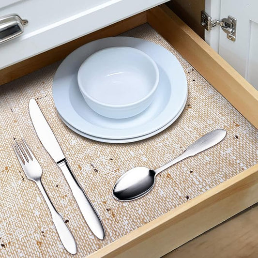 RAY STAR 12X120 Inch Shelf Liner for Kitchen Cabinets, Non-Adhesive Cabinet Liner Washable, PVC Drawer Liner for Dresser Non-Slip Bathroom (Yellow)(7 Roll)