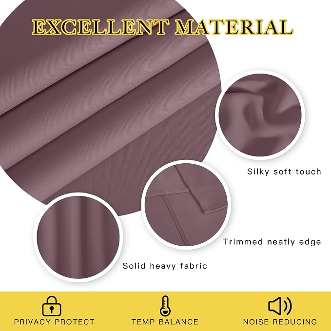 NICETOWN Blackout Dry Rose Curtain 63 inches Long - Image 4