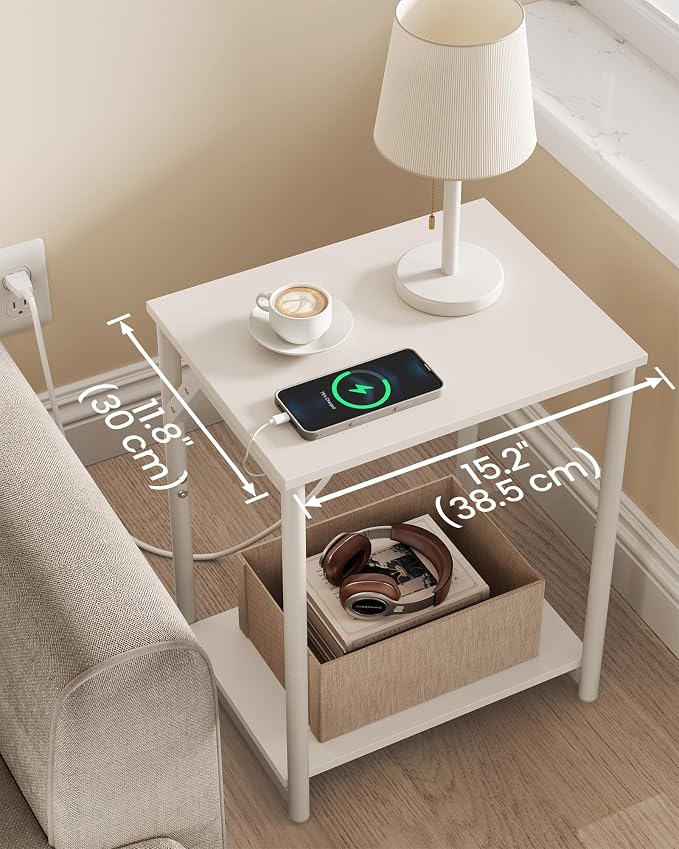 VASAGLE End Table with Charging Station, Small Side Tables | - Image 6