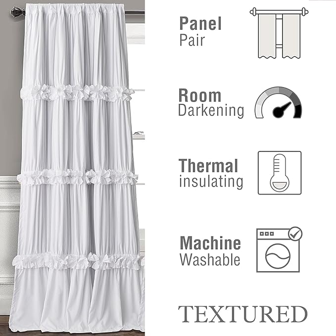 White Blackout Window Curtains, Rustic Rod Pocket Drapes - Image 4