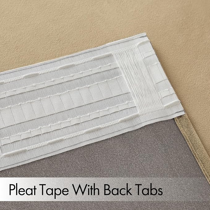 MIULEE Beige Velvet Pinch Pleat Blackout Curtains W52 X L96 Inches | 2 Panels - Image 3