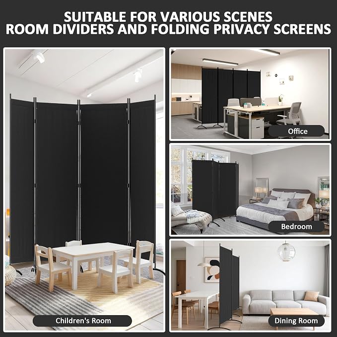Room Divider 4 Panel Partition Room Dividers and Folding Privacy Screens - Image 5