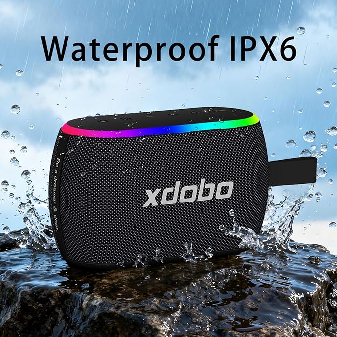 xdobo X8 Mini II Portable Bluetooth Speaker Small Bluetooth Speaker Waterproof IPX6 Computer Speakers Wireless with RGB Lights for Home/Outdoor/Party/Beach/Birthday Gift