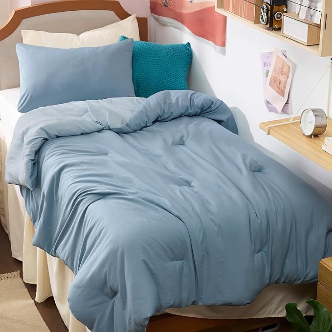 Bedsure Twin/Twin XL Comforter Set, Mineral Blue Soft Prewashed Bedding by Unknown