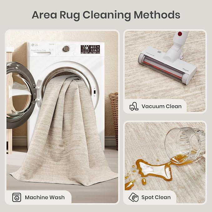 8x10 Area Rugs for Living Room, Large Washable Rug Non Slip, Thin & Lighweight - Image 8