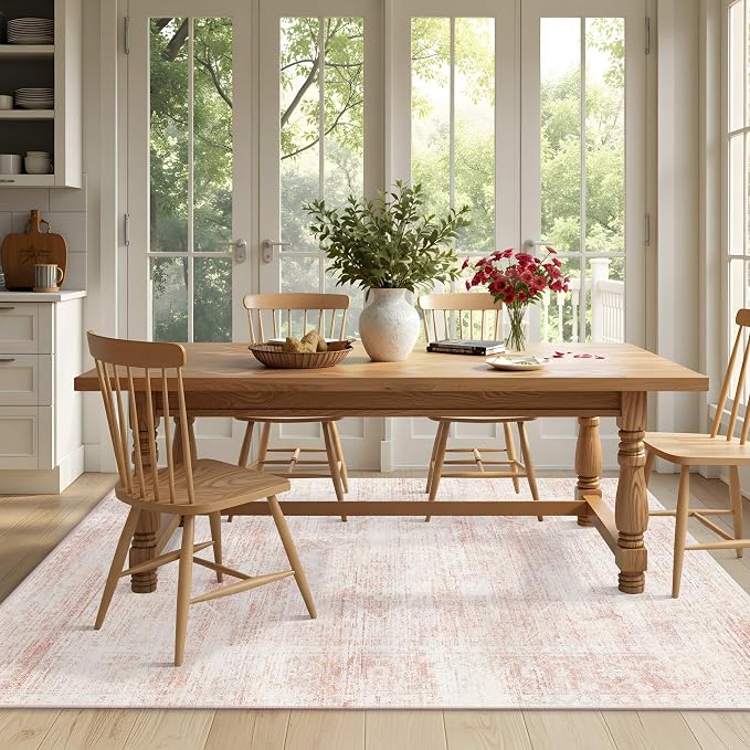 Latte&Fog 5x7 Pink Area Rugs for Girls Bedroom Washable Living Room Rugs | Non - Image 4