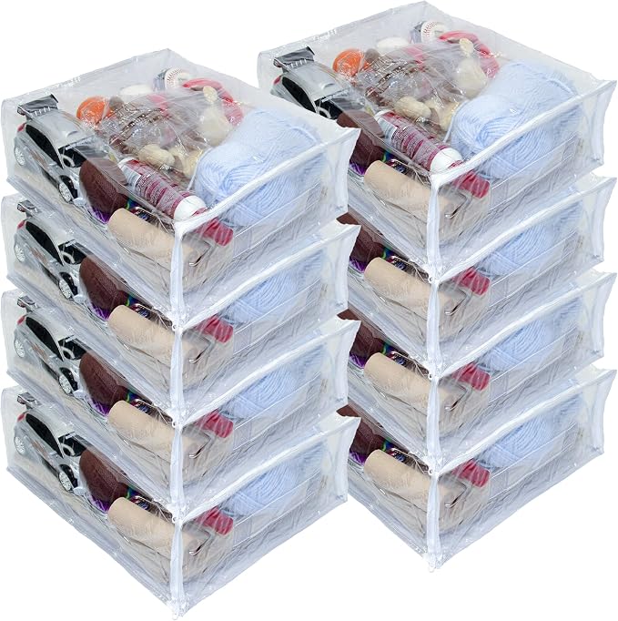 8-Pack Heavy Duty Vinyl Zippered Closet Square Storage Bags by OrehHomewares
