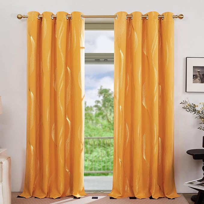 Deconovo Curtains for Living Room, Pattern Blackout Curtains 84 Inches Long | - Image 2