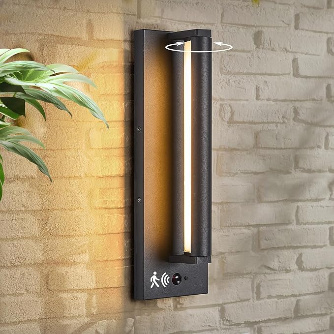 Tarentlight Modern PIR Motion Sensor Outdoor LED Wall Light, with a Rotatable Beam and 245° Adjustment, 3 Lighting Sensor Modes, IP65 Waterproof, Suitable for Porches, Balconies, Gardens, Garages.